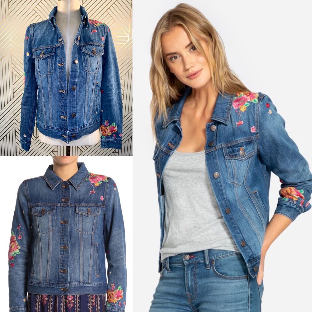 Johnny Was Blossom Cali Embroidered Denim Jacket